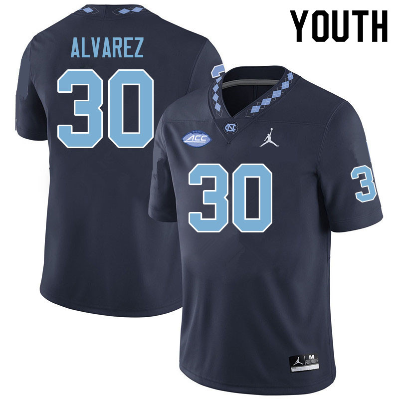 Youth #30 Phillips Alvarez North Carolina Tar Heels College Football Jerseys Sale-Navy